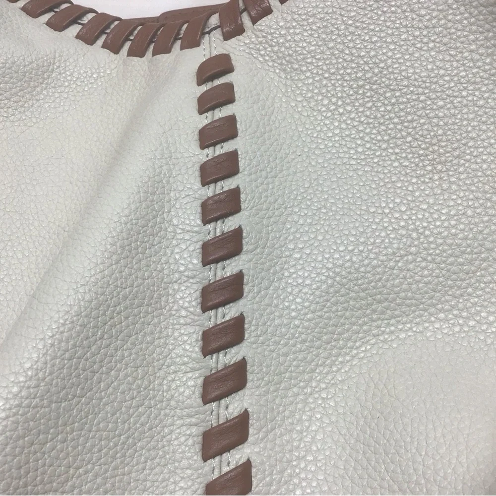Lodis Leather Lacey Tote Large Hobo Bag, Sand & Chestnut - Picture 9 of 11